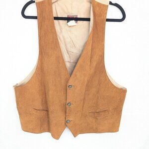 Vintage New Zealand Outback Light Brown Suede Leather Vest Acetate Lined Size XL